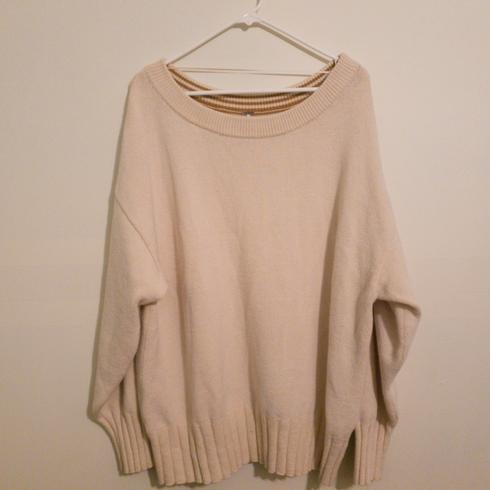 Free people oversized slouchy cozy baggy cream sweater